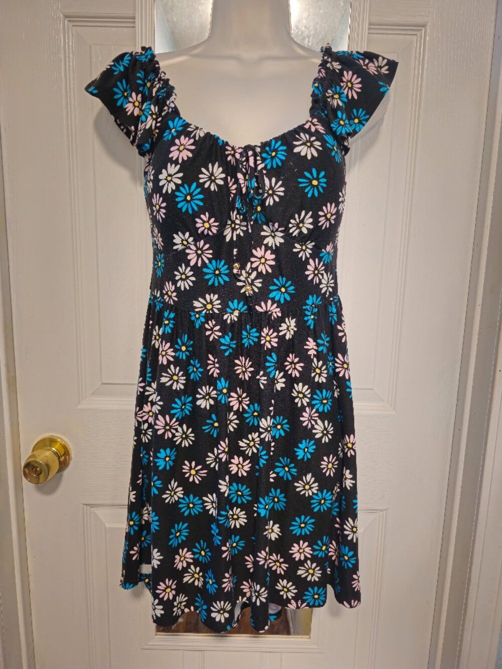 Black floral fit and flare dress